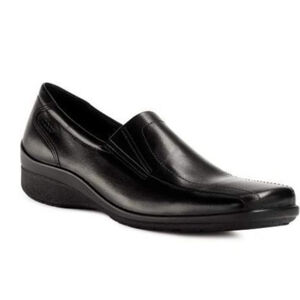 ECCO Shade Black Leather Loafers Slip On Shoes Shock Point size 6.5